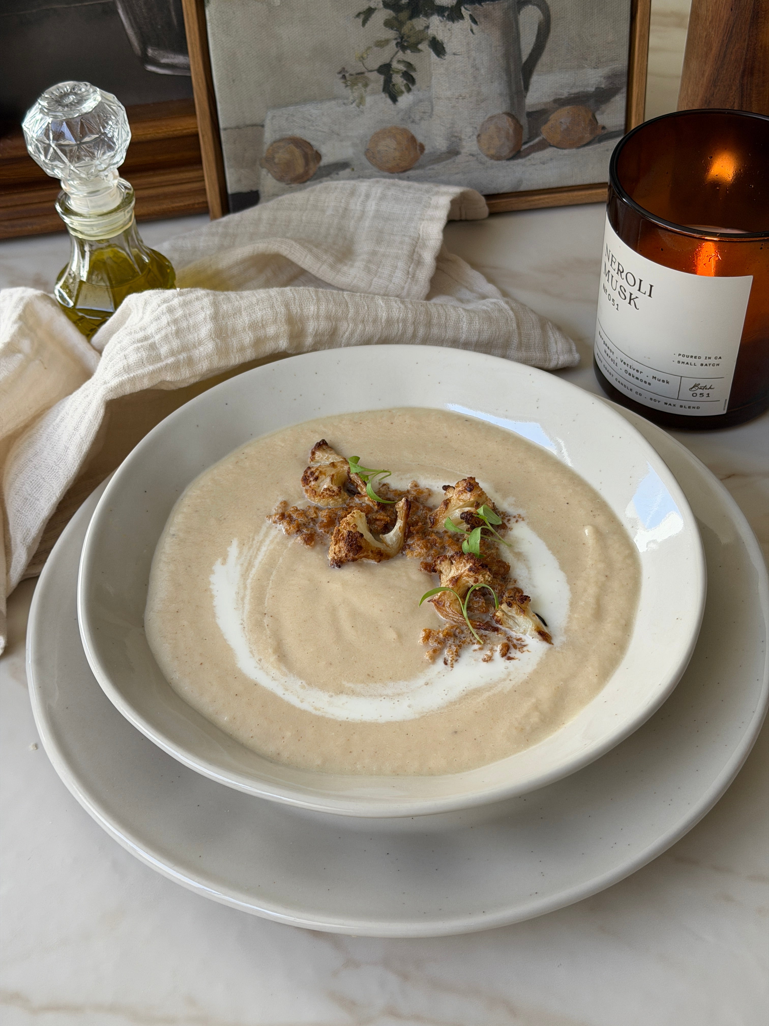 Crema de coliflor con crumble especial