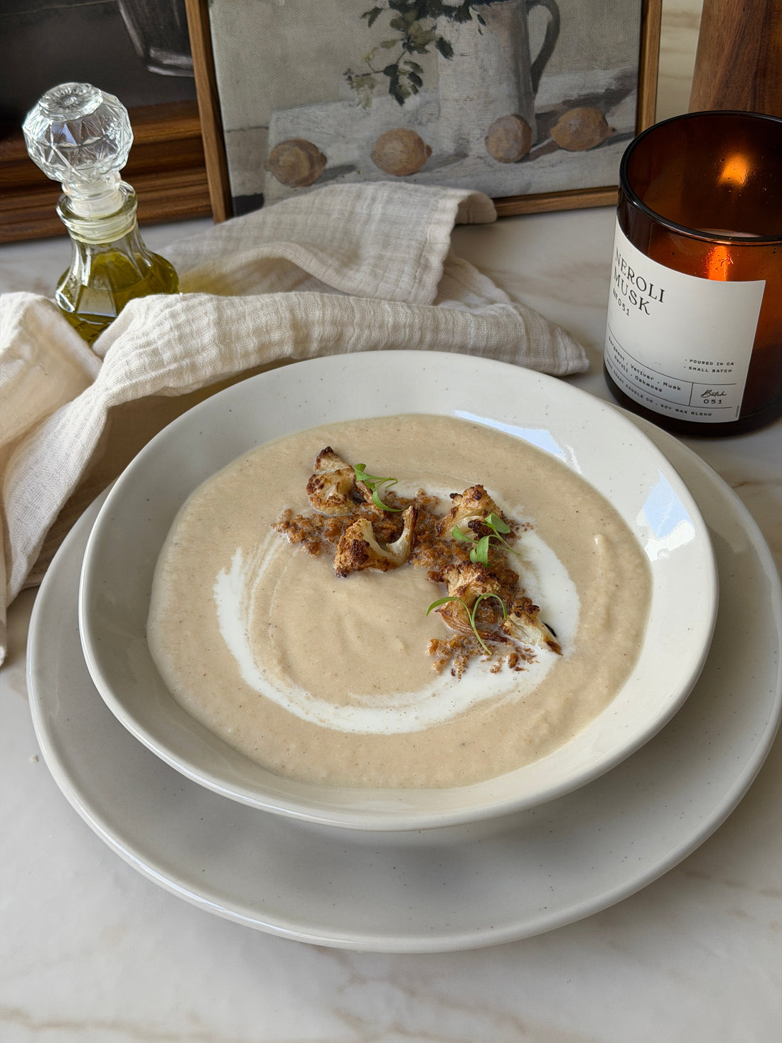 Crema de coliflor con crumble especial