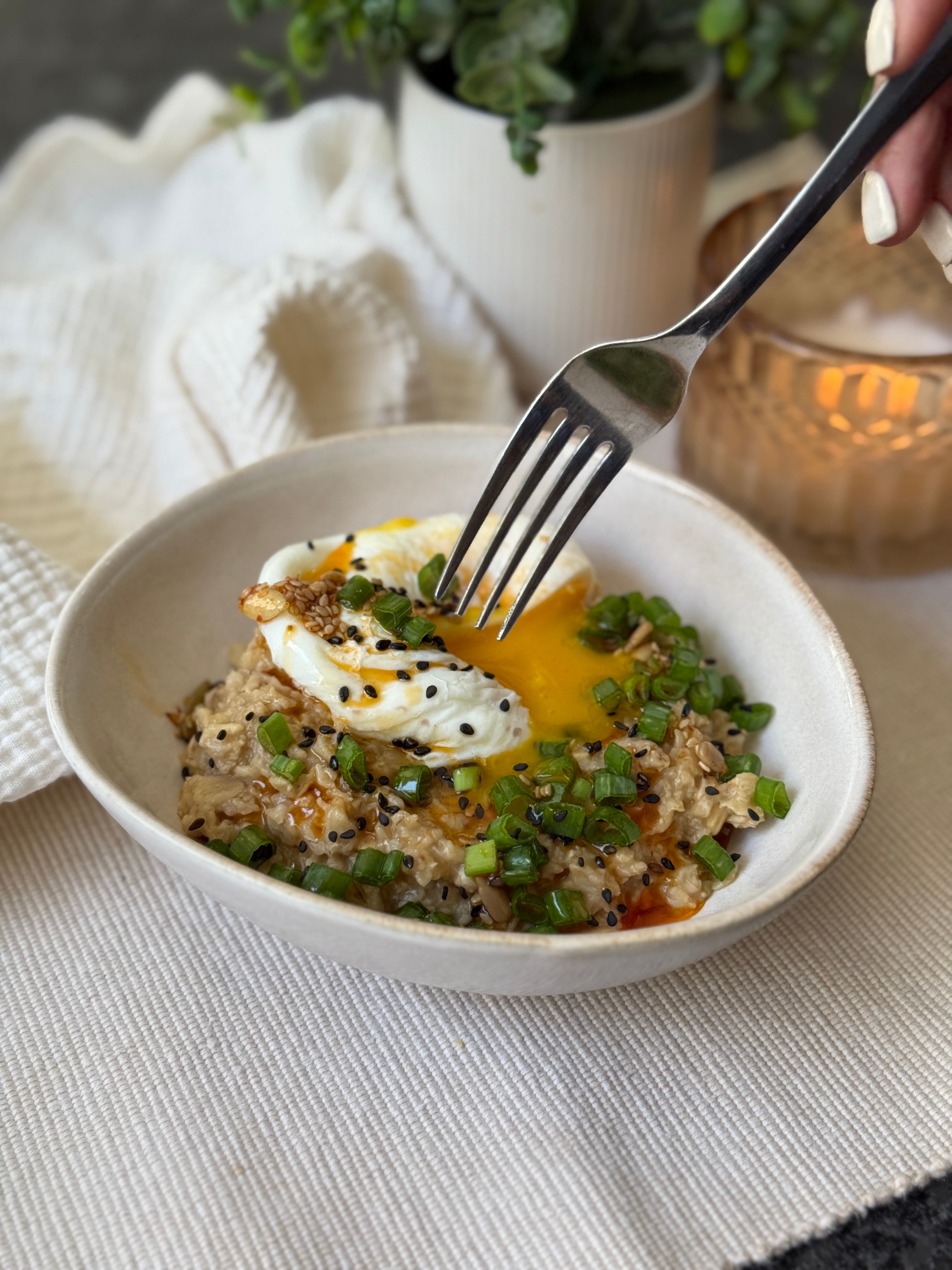 Avena salada con toques asiáticos